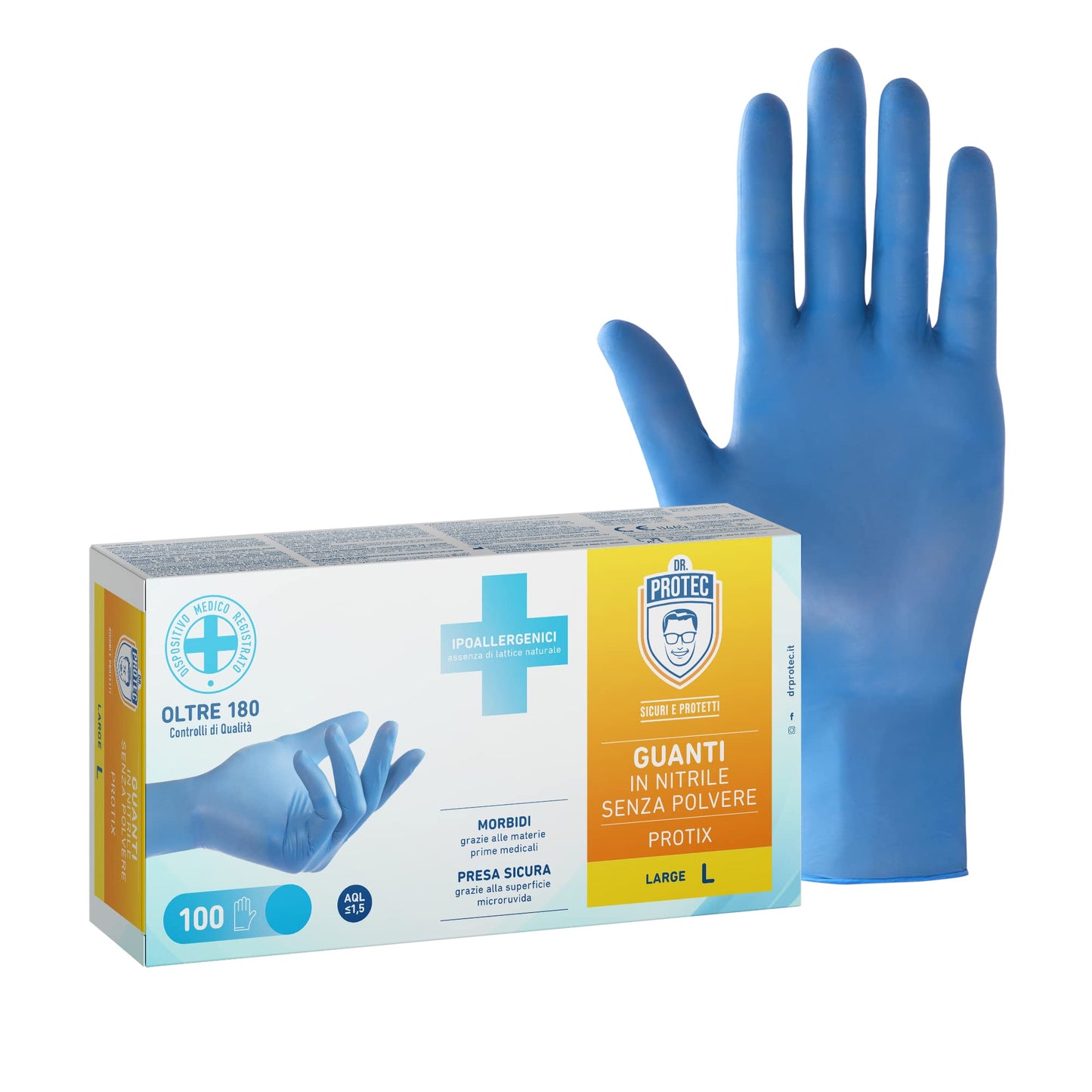 DR.PROTEC GUANTI MONOUSO NITRILE BLU MISURA X 100 PZ