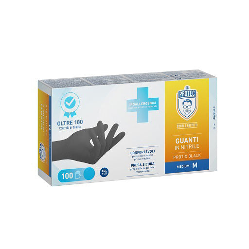 DR.PROTEC GUANTI MONOUSO NITRILE NERO MISURA X 100